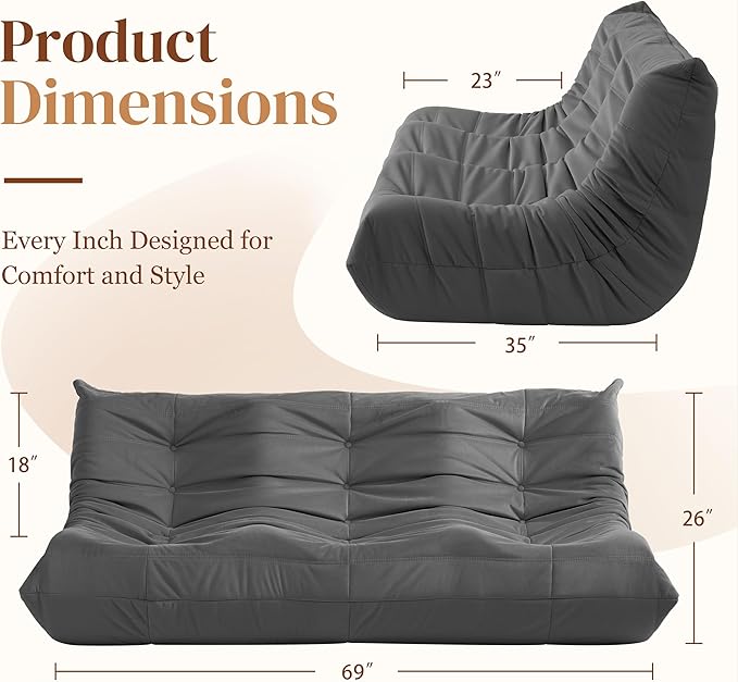 Bean Bag Chair, Large Fireside Chair Bean Bag Sofa - Image 2