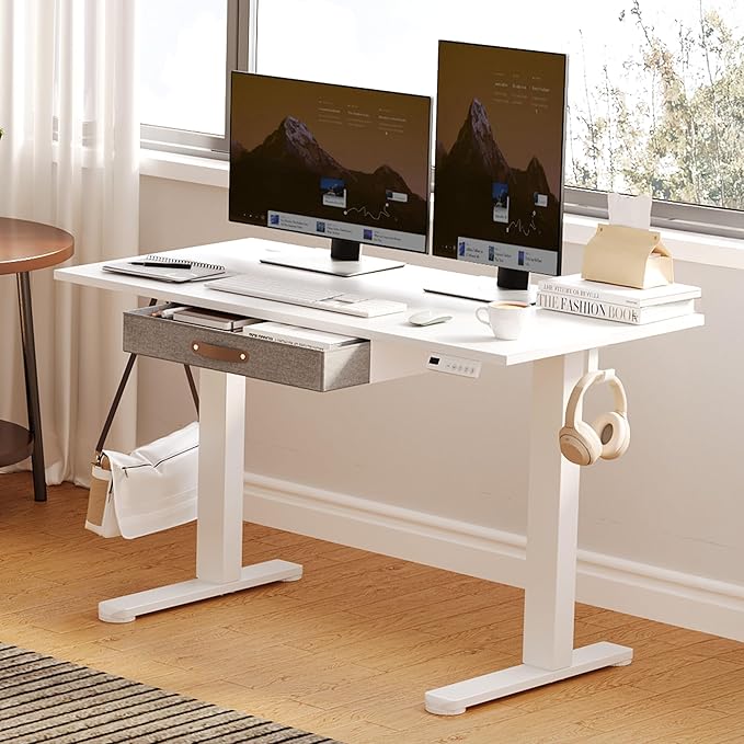 Seang Standing Desk with Drawer, 3 Memory Height Settings with Cable Grommets & - Image 2