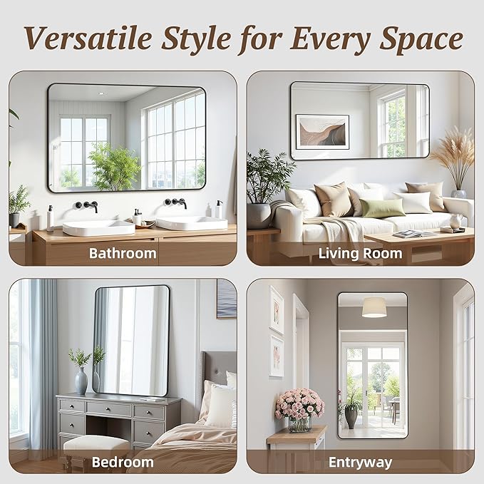 Bathroom Mirror 72" x 36", Large Rectangle Wall Mirror, Entryway Decor - Image 7