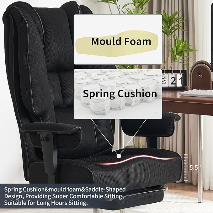 Big and Tall Office Chair 400lbs Wide Seat, Leather High Back Executive Office - Image 4