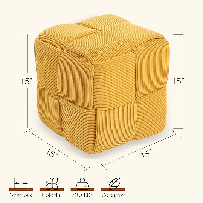 Ottoman Foot Rest Soft and Comfortable Ottoman Square Corduroy Woven Design - Image 3