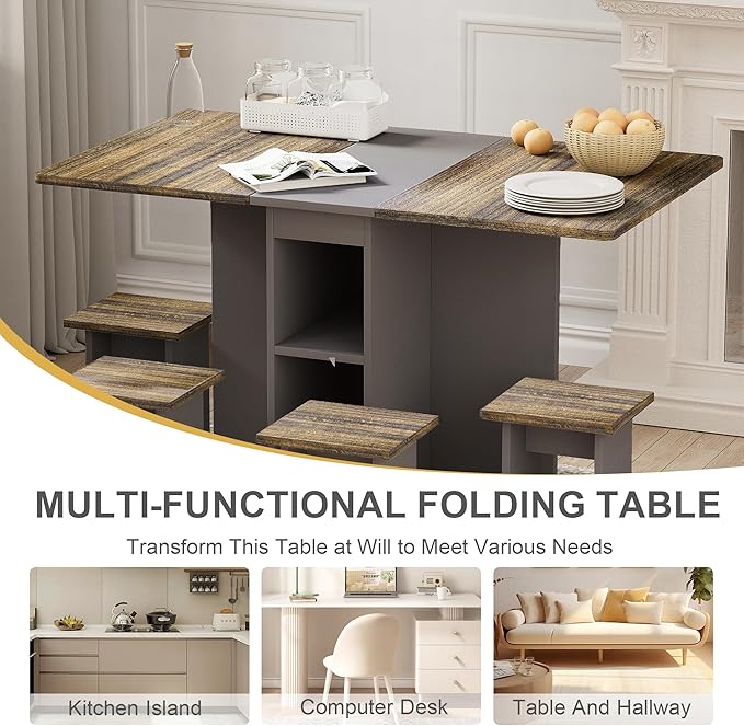 Ball & Cast 5 Pieces Folding Extendable Dining Table Set - Image 3
