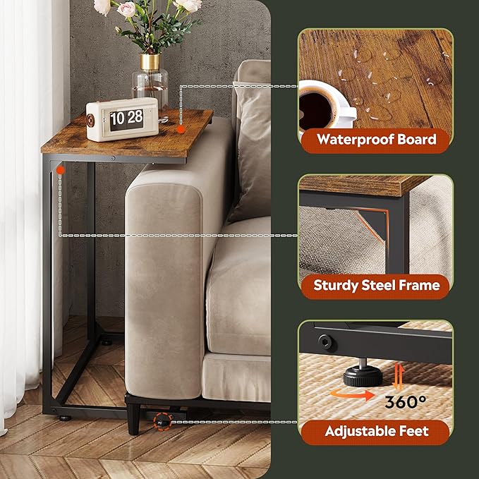 WLIVE C-Shaped End Table, Small Side Tables - Image 5