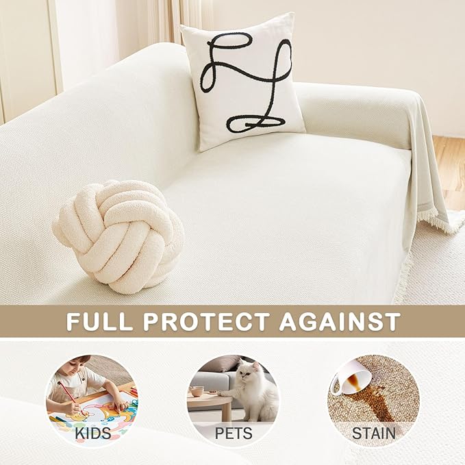 hyha Couch Cover for Dogs, Boho Sofa Covers for 3 Cushion Couch Washable - Image 3