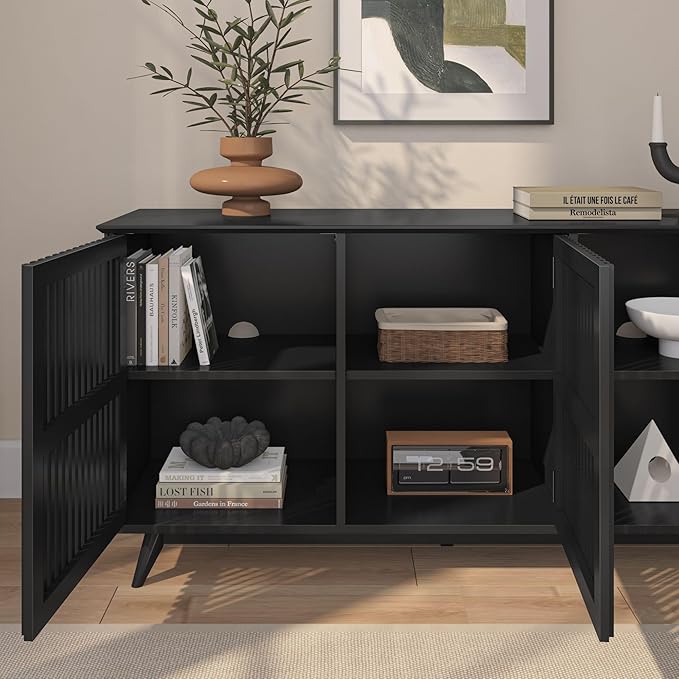 Plank+Beam Mid-Century Modern Wood TV Stand, Three Door Solid Wood - Image 6