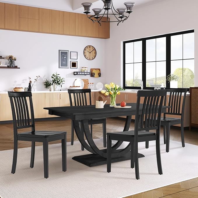 COLAMY Wooden Dining Chairs Set of 6, Solid Rubberwood Kitchen & Dining Room - Image 7