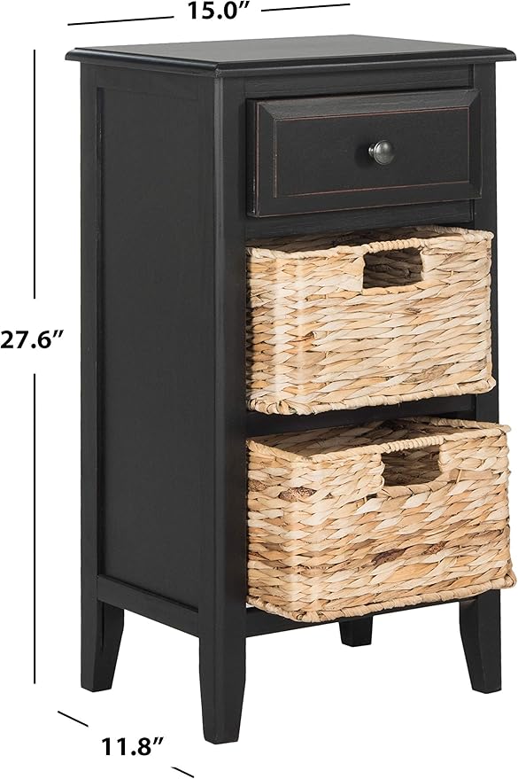 Safavieh Home Collection Everly Drawer Distressed Black 1-Drawer 2 Removable - Image 3