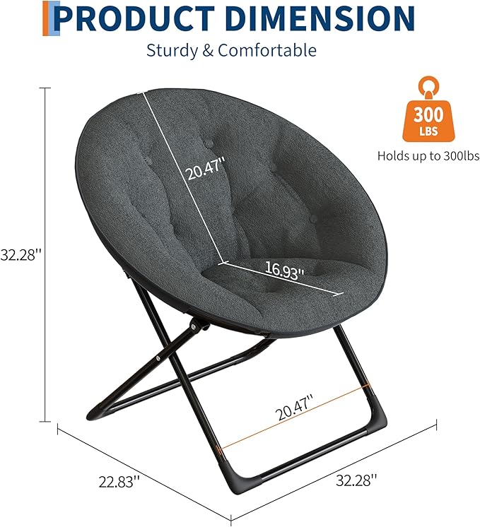 Saucer Chair, XL Foldable Lounge Chair - Image 3