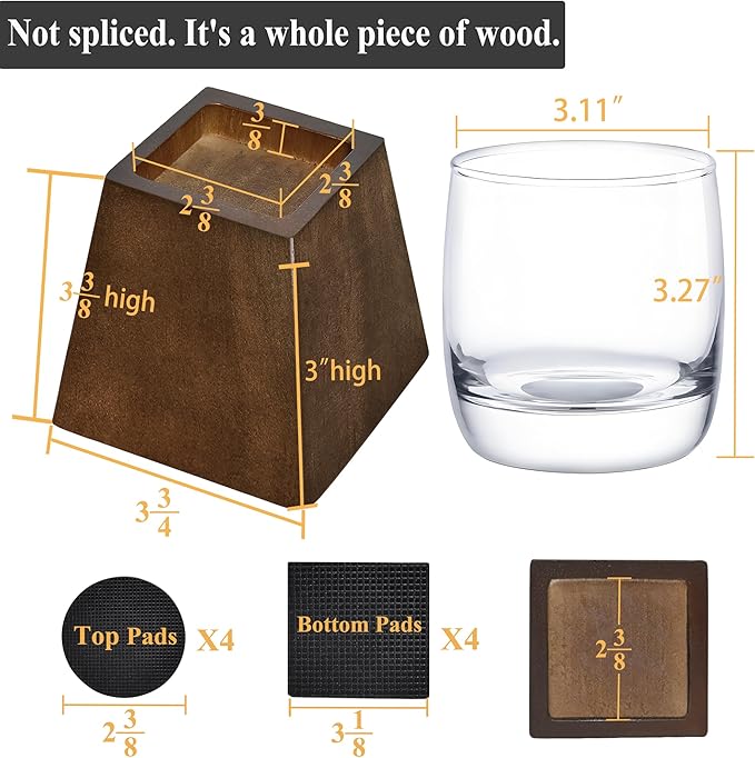 Sopicoz Wooden Furniture Risers Tapered Bed Risers - Image 2