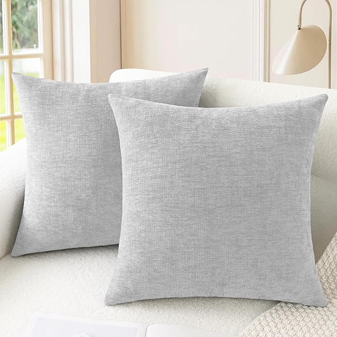 CaliTime Throw Pillow Covers Decorative 22 X 22 Inches Pack of 2 Cozy Chenille by CaliTime