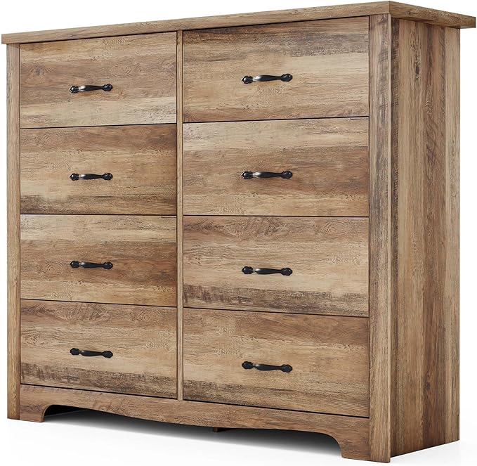 LINSY HOME 8 Drawers Dresser for Bedroom, Living Room, Rustic Brown - Image 7