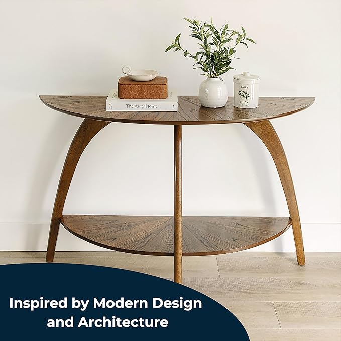 Martin Svensson Home LAX Half-Moon Wood Sofa Console Table in Warm Nutmeg Brown - Image 6