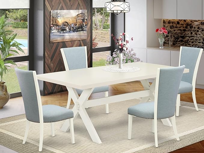 East West Furniture X027VE215-5 5 Piece Kitchen Table & Chairs Set Includes a - Image 2