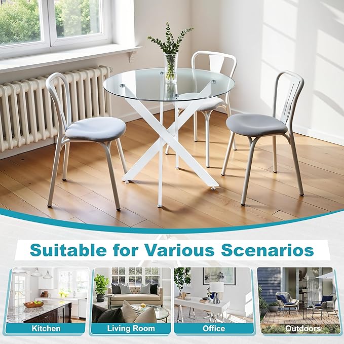 Dining Table for 4 Modern Round Dining Table 35.43" Kitchen & Dining Room Tables - Image 7