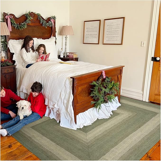 Homespice Grassland Hand Braided Rug 6x9' – Rustic Sage Green Area Rugs - Image 10