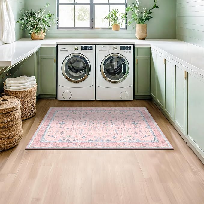 Washable Pink Nursery Rug, 3x5 Area Rugs - Image 6