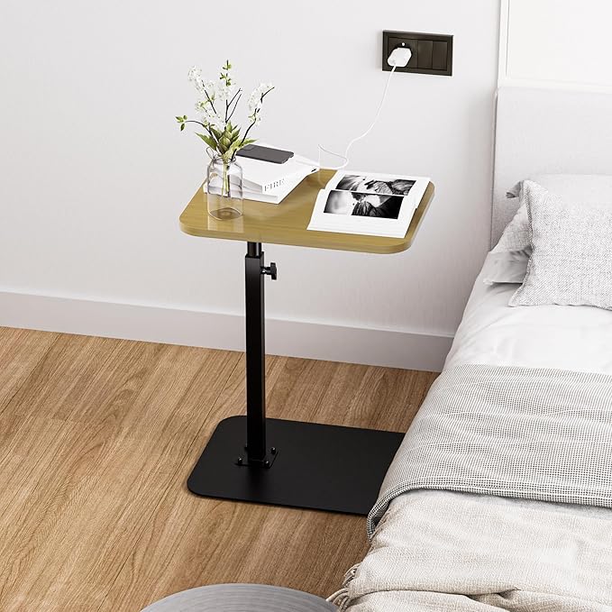 Side Table Sofa Tray for Couch Heavy Metal Base Swivel/Adjustable Height - Image 2