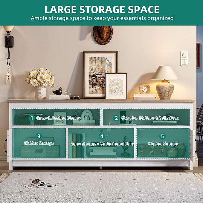 YITAHOME Farmhouse TV Stand for 65/75 Inch Television, Entertainment Center - Image 6