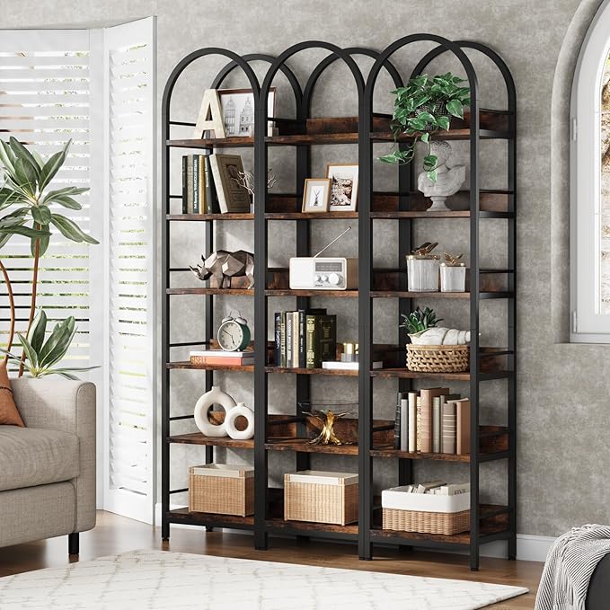 Tribesigns 6-Tier Open Bookshelf, 78.7" Tall Arched Bookcase Narrow Bookshelf - Image 8