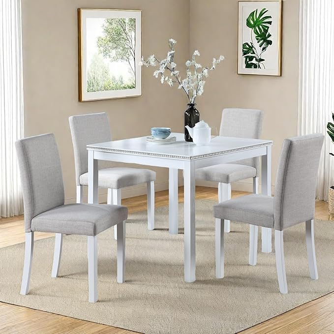 Dining Table Set for 4, 5-Piece Kitchen Table & Chairs Set - Image 4