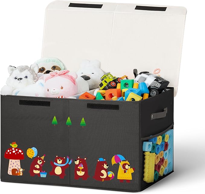 80L Large Toy Storage Box with Lid, Large Toy Box Chest by Unknown