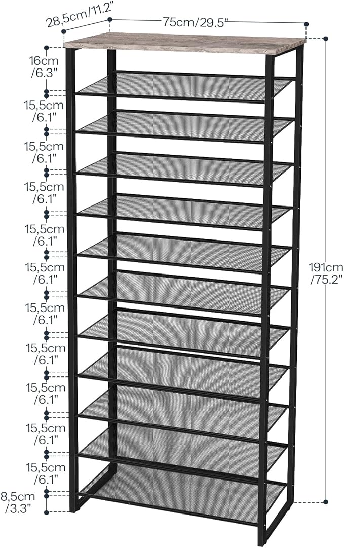 HOOBRO Shoe Rack, 12-Tier Shoe Storage Organizer, Large Capacity Shoe Shelf - Image 2