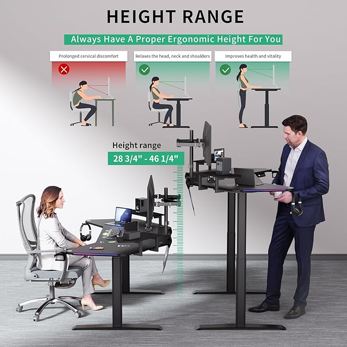 JWX Dual Motor Standing Gaming Desk - Image 6