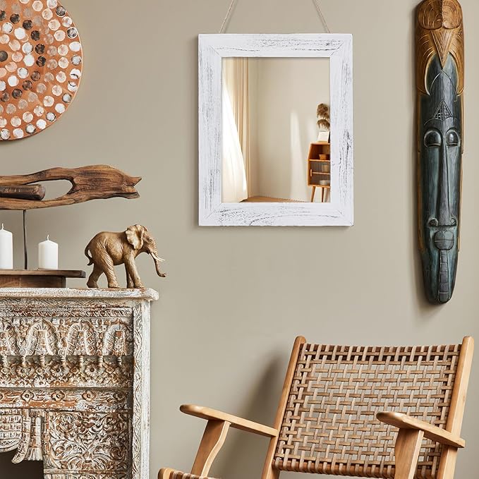 QDSSDECO 16"×20" Wall Mirror Farmhouse Decor Rectangular Mirror Hanging - Image 2