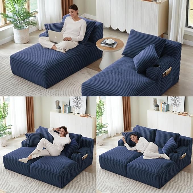 Oversized Sectional Double Chaise Lounge, Compressed Boneless Lounge Chaise - Image 4