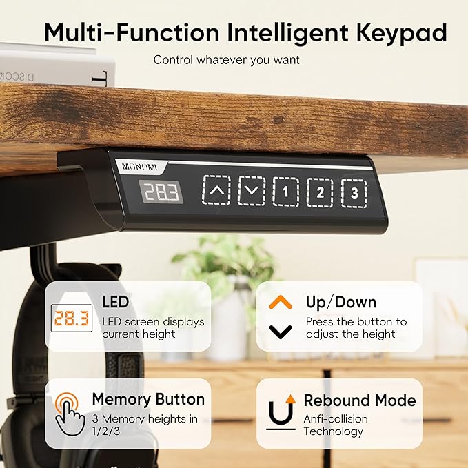 Monomi Electric Standing Desk, 79 x 31.5 inches Height Adjustable, Ergonomic - Image 5