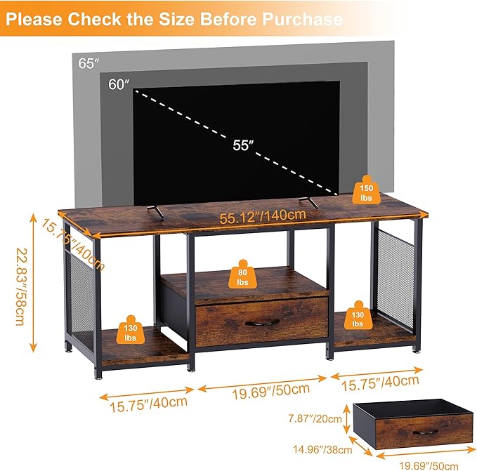 TV Stand with Drawers and Open Storage Shelves - Image 4