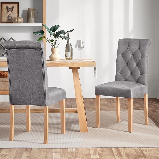 Yaheetech Dining Chairs Set of 2 Fabric Upholstered Dining Room Chairs - Image 2
