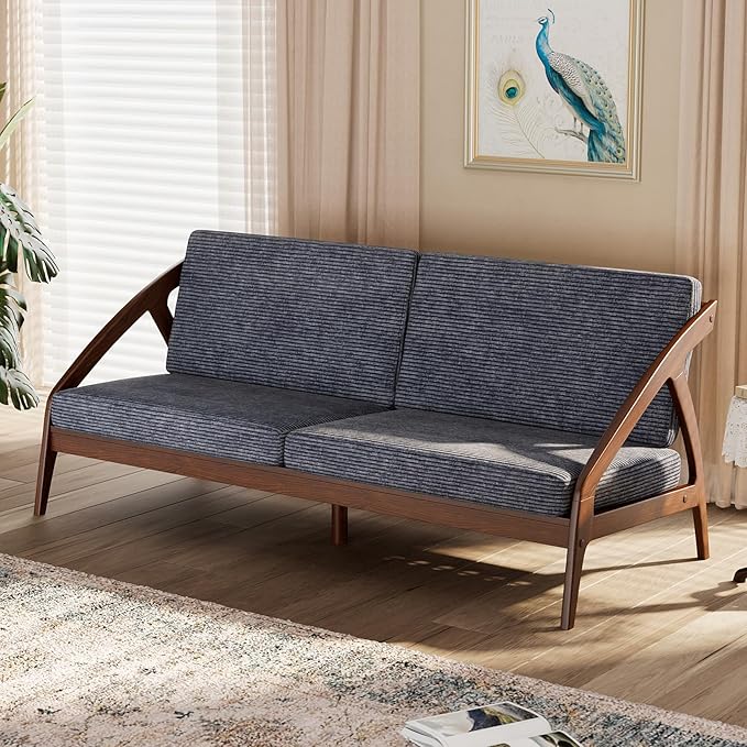 73.4" Solid Wood Upholstered Sofa, Comfortable Seat Cushion, Removable Cover - Image 5