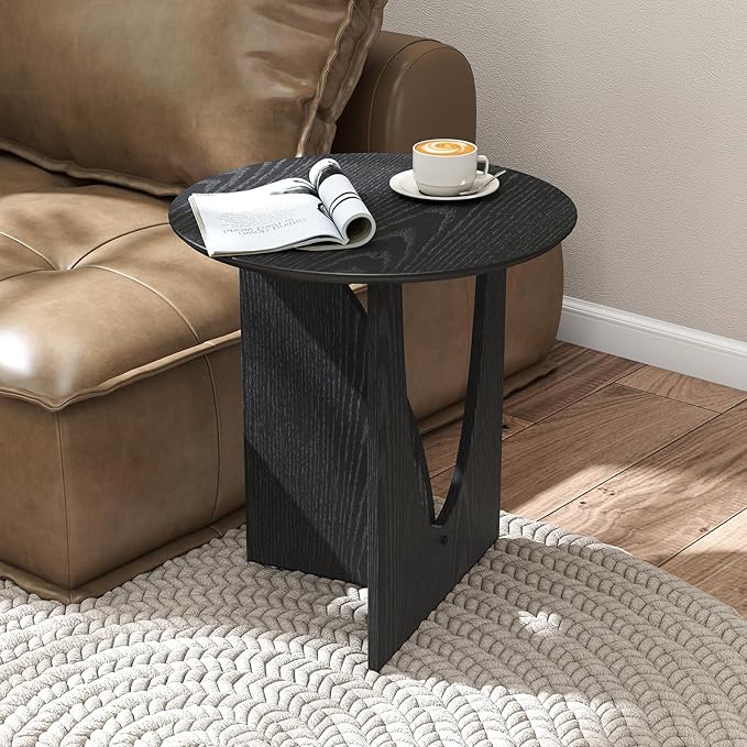 Round Black Side Table, Unique End Table and Small Coffee Table - Image 2
