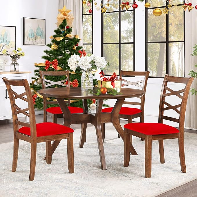 Smiry Velvet Seat Covers for Dining Room Chair Set of 4, Stretch Fit Removable - Image 8
