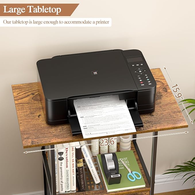 Small Filing Cabinet with Lock, Printer Stand with File Storage, Rolling - Image 7