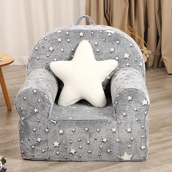 Little Star Kids Sofa with Star Throw Pillow, High Back Toddler Chair Glow in - Image 2