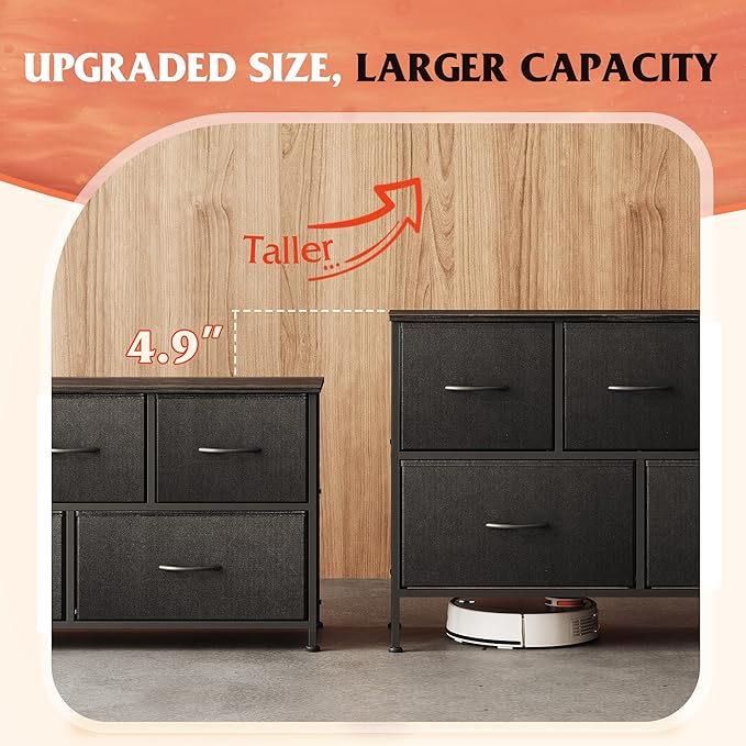 WLIVE Dresser for Bedroom with 5 Drawers, Long Fabric Dresser, Chest of Drawers - Image 5