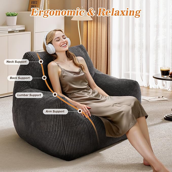 Big Bean Bag Chair for Adults & Kids, Ultra Soft Living Room Bean Bag - Image 7