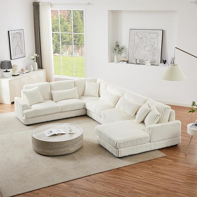 129" Oversized U Shaped Modular Sectional Sofa Couch - Image 4