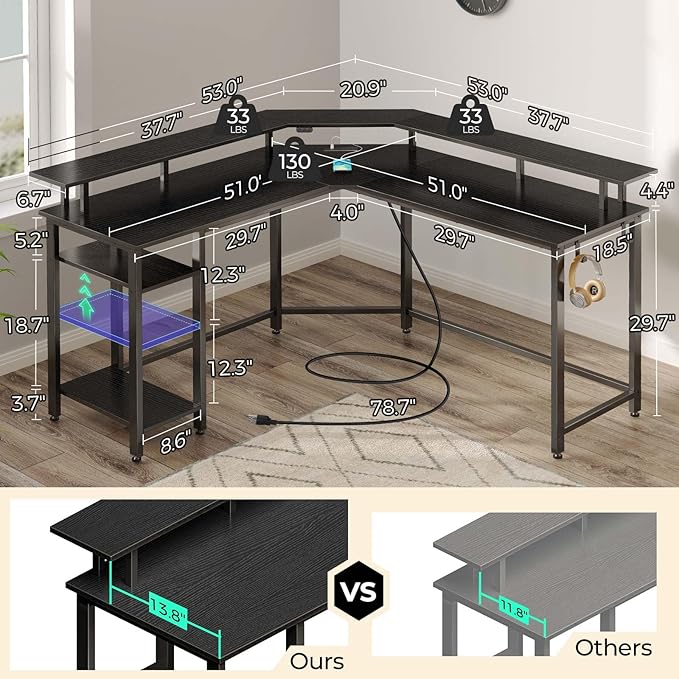 Rolanstar L Shaped Gaming Desk - Image 3