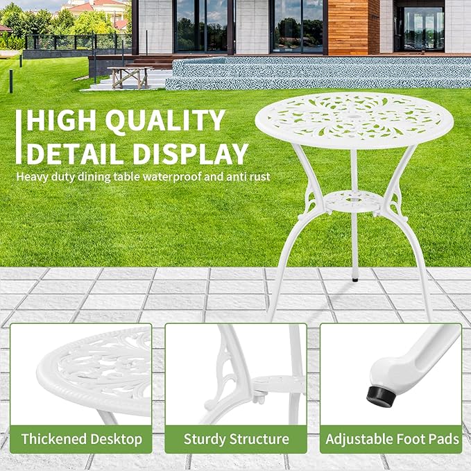 Bistro Set 3 Piece Outdoor Cast Aluminum Patio Bistro Set - Image 4