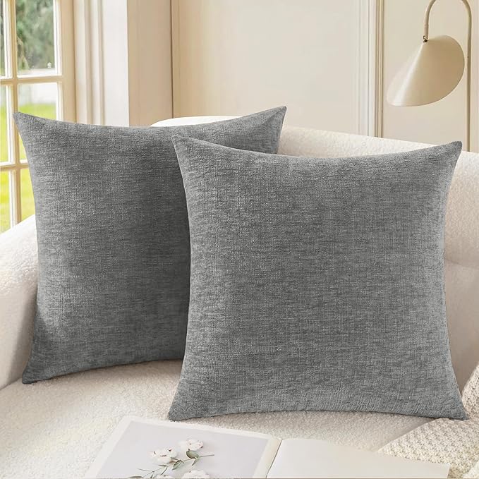 CaliTime Throw Pillow Covers Decorative 24 X 24 Inches Pack of 2 Cozy Chenille by CaliTime