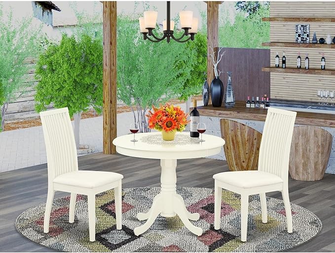 East West Furniture ANIP3-LWH-C 3 Piece Kitchen Table Set - Image 6