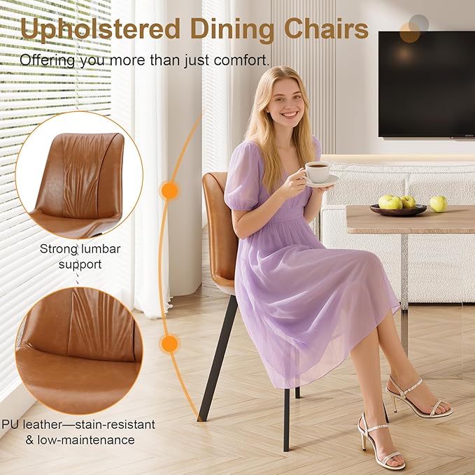 Upholstered Dining Chairs Set of 2, Modern Kitchen & Dining Room Chairs - Image 5