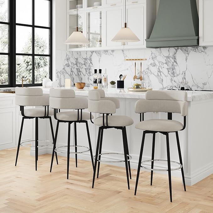 Swivel Bar Stools Set of 2, Counter Height Bar Stools - Image 3
