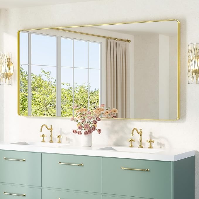 TETOTE 72 x 36 Inch Gold Framed Mirror Vanity Mirrors by TETOTE