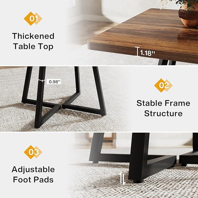 Tribesigns Square Dining Table for 4, 31.5" Industrial Dinner Table - Image 7