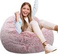Fluffy Bean Bag Chair for Kids, 2.5FT Round Memory Foam Filled Bean Bag for by Unknown