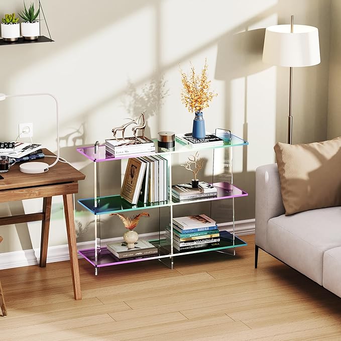 Acrylic Bookshelf, Small 3 Tier Open Bookcase - Image 8
